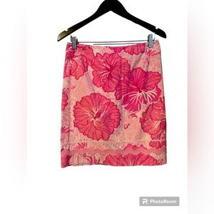 VINTAGE LILLY PULITZER PINK HIBISCUS SKIRT